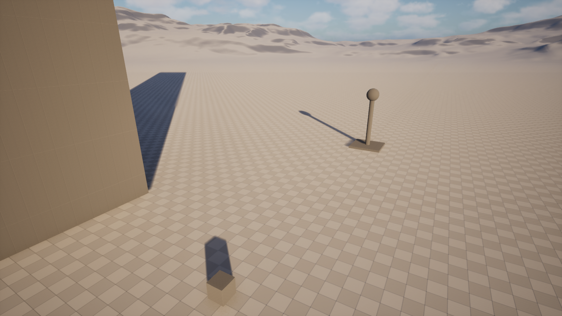 Wide UE5 scene view showing Maya asset alongside other scene objects